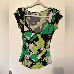 Vintage Cache Y2K Green Floral Top